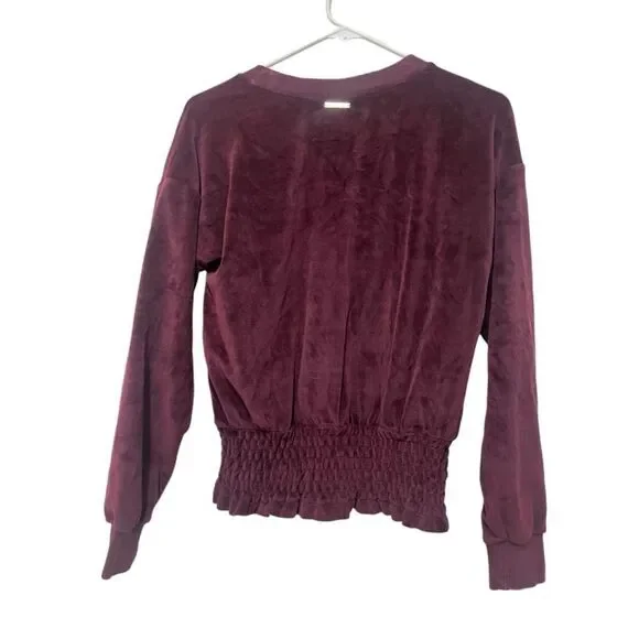 Women's Michael Kors Burgundy Velour Sweatshirt Size S - Picture 2 of 5